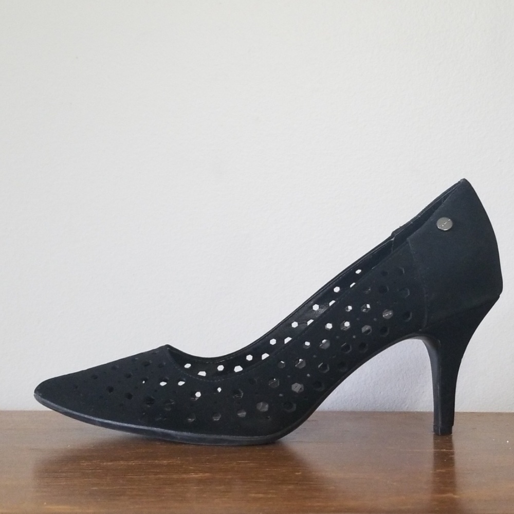 Calvin Klein Nabila Black Hole Punch Faux Suede